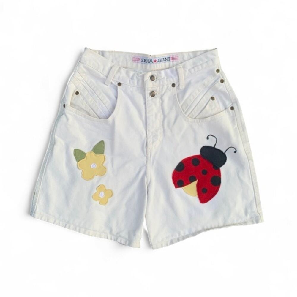Custom Upcycled Zena Vintage 80s/90s Ladybug Denim Shorts